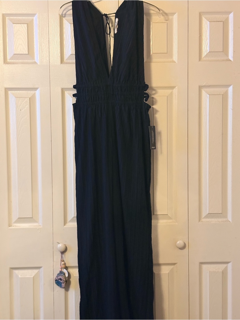 Black V Jumpsuit with Tie Back